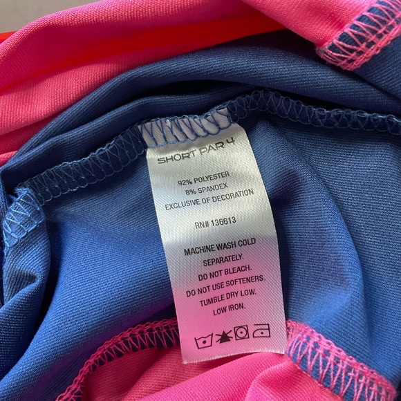 Short Par 4 golf Polo Shirt Bright Pink And Blue XL Whitfield Quick Dry - Picture 5 of 6